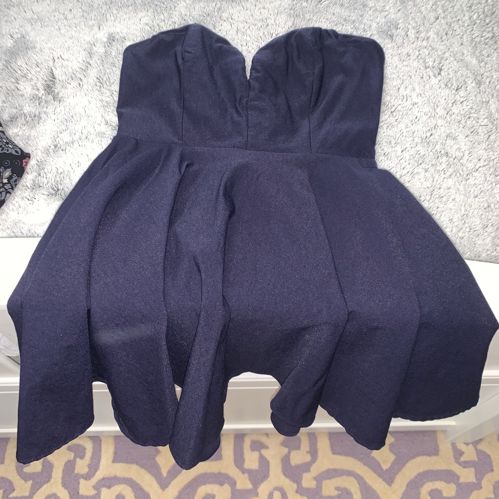 Nasty Gal strapless navy blue dress size SM
